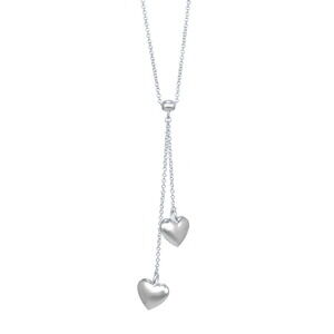 Tiffany Double Drop Heart Pendant Necklace Silver CO